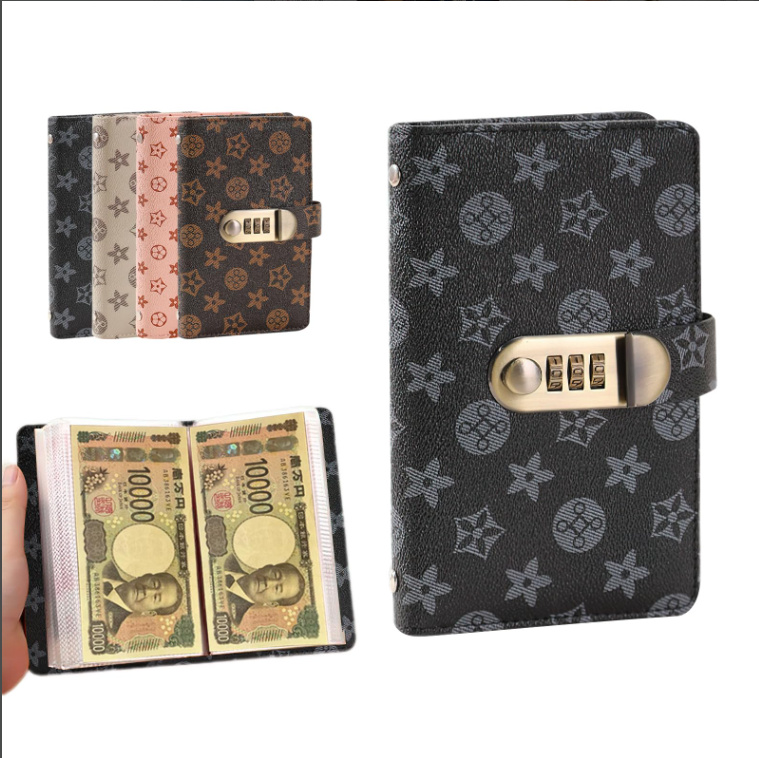 お札封筒貯金 貯金手帳 お札貯金箱 ロック付き 100枚収納 A6サイズ