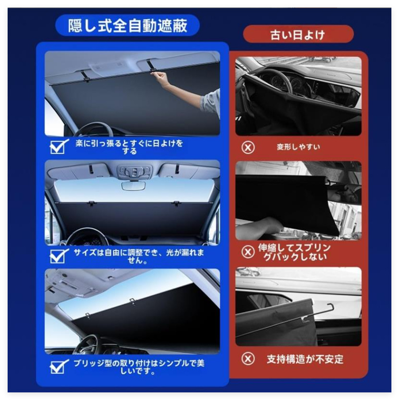 車用サンシェード ロールスクリーン サンシェード フロントシールド