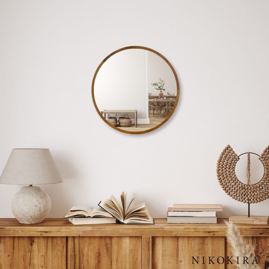 【正規店人気】カリモク　コロニアル　ウォールミラー　壁掛け　鏡　ミラー　棚付き　天然木 鏡