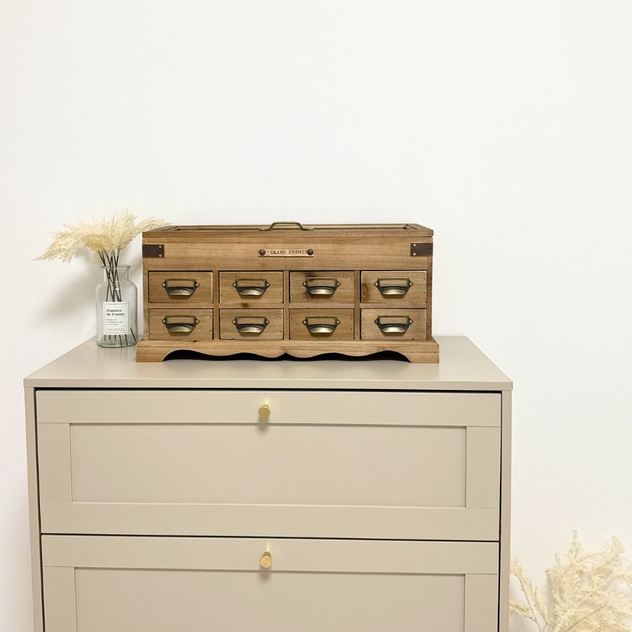 ⭐アンティーク木製　ジュエリー＆メイクチェスト　ボックス 大容量　鏡付き アンティーク ジュエリーボックス 大容量 木 木製 おしゃれ 55cm 24cm