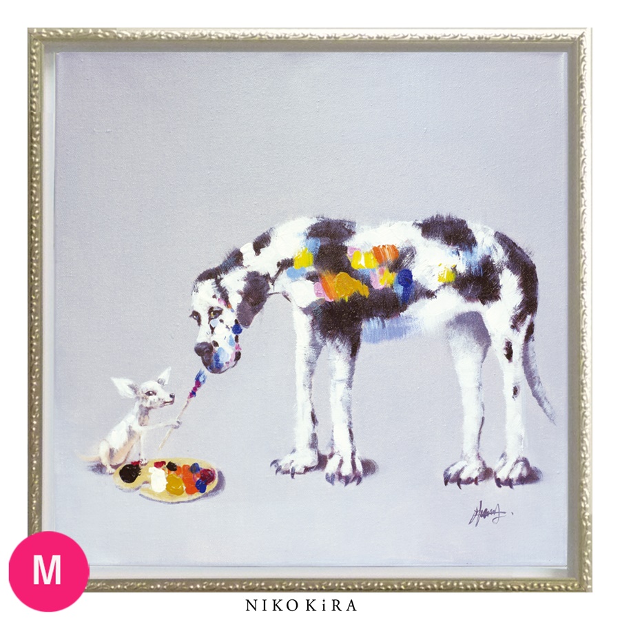 動物 絵画 インテリア 油絵 玄関 絵 アートパネル 飾る アート おしゃれ 北欧 壁掛け かわいい 犬 ドッグ ワンコ 愛犬 いぬ ドッグ  ペインティング Mサイズ