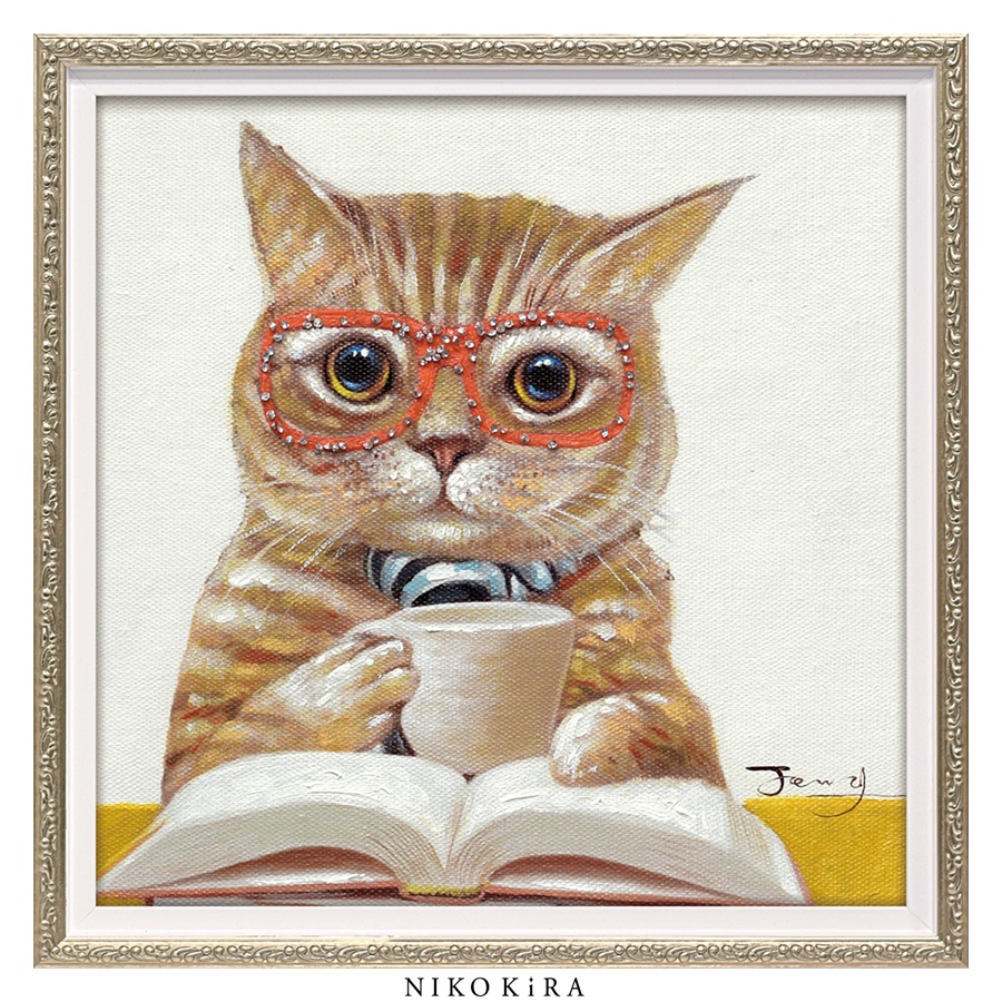 犬と猫 絵画 オイルペイントアート ベストフレンド (L) 油絵 犬