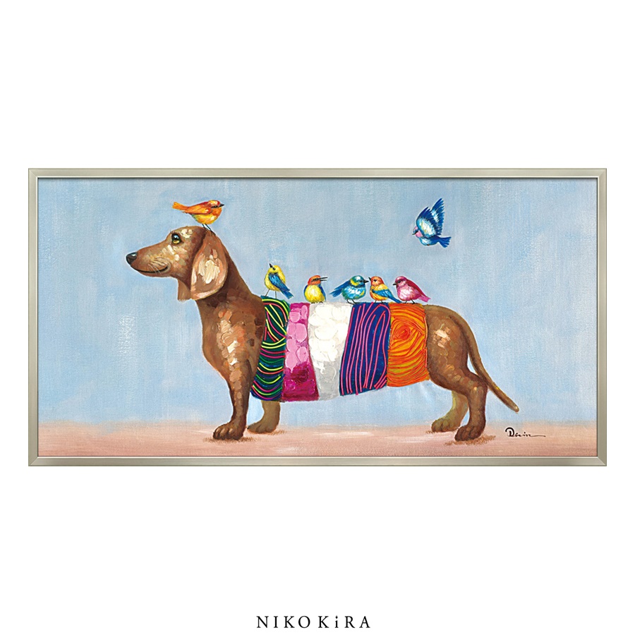 動物 絵画 インテリア 油絵 玄関 絵 アートパネル 飾る アート おしゃれ 北欧 壁掛け かわいい 犬 ドッグ ワンコ 愛犬 いぬ イヌ バーズ  オン ダックス