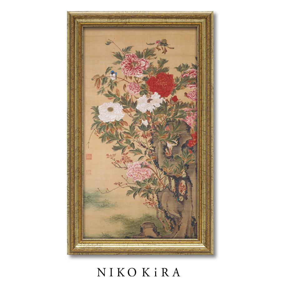 アートパネル 日本 名画 伊藤若冲 牡丹図 ぼたんず 30cm 50cm