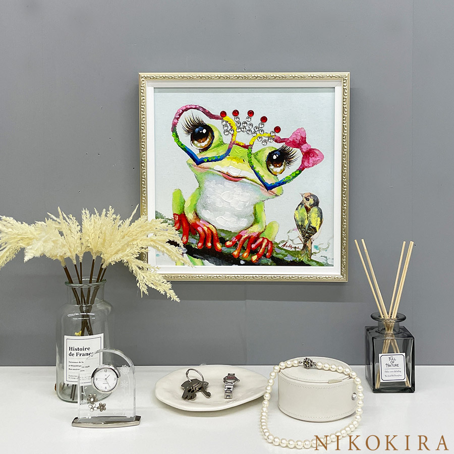 Amazon.co.jp: ??蛙 絵画 絵 アクリル画 かわいい おしゃれ 雑貨