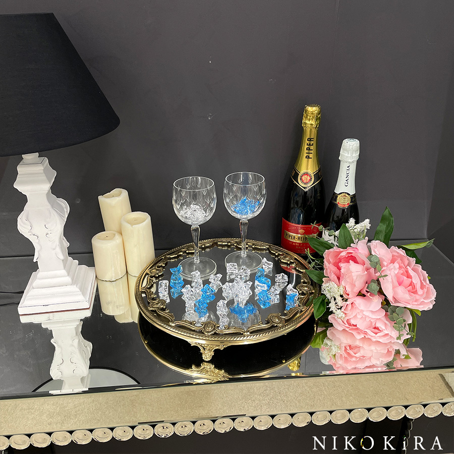 ミラー トレイ トレー 真鍮 ゴールド 円形 丸 まる 34cm おしゃれ 鏡