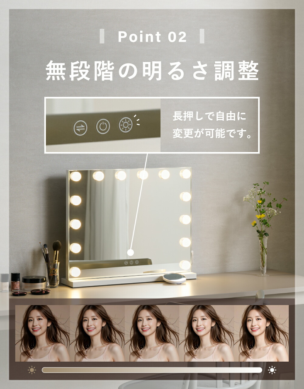 ドレッサーミラー ドレッサー 鏡 女優ミラー おしゃれ LEDミラー 化粧