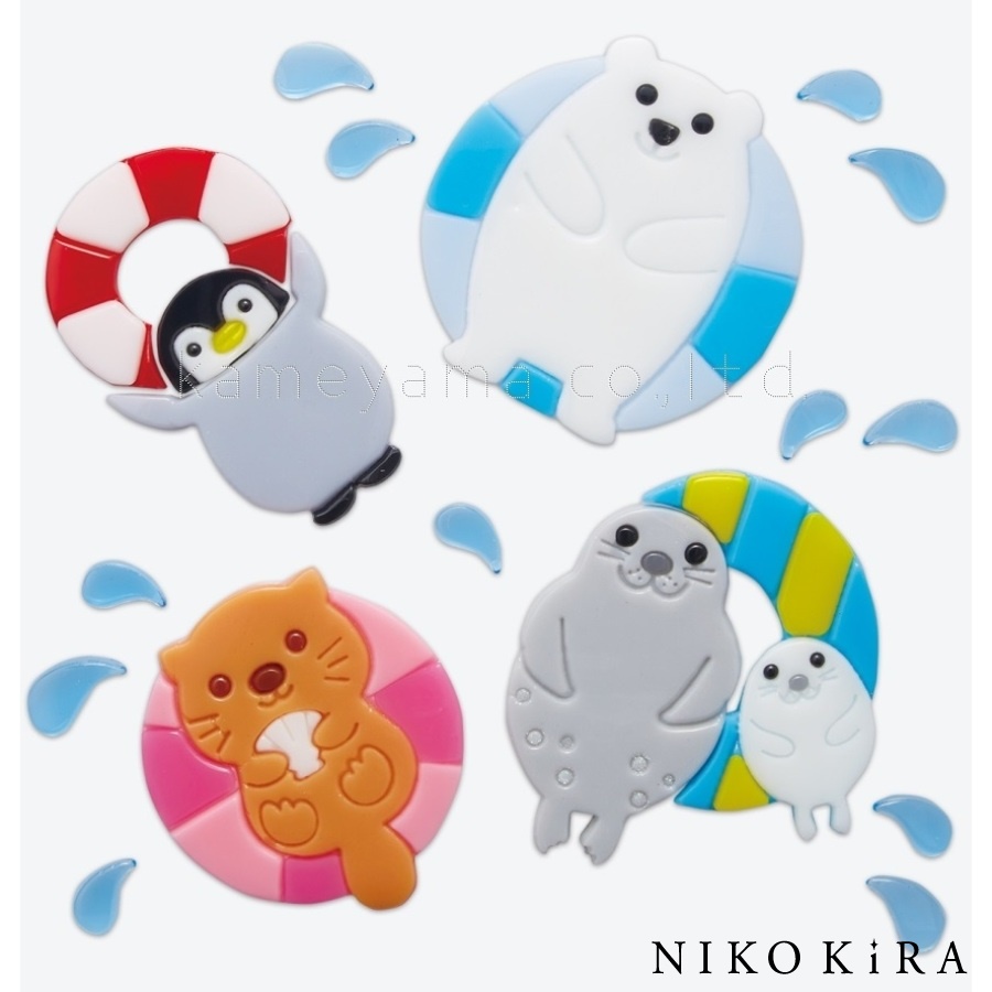 かわいい おしゃれ 部屋 飾り 窓 鏡 ガラス 海 フロート ペンギン しろくま アザラシ カワウソ 魚 キラキラ ジェル シール デコ ディスプレイ 飾りつけ かざり Kame 鏡専門店 Niko Kira 通販 Yahoo ショッピング