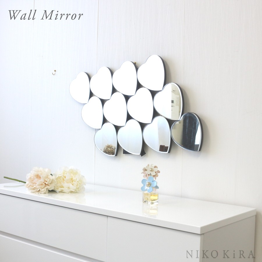 壁掛けミラー おしゃれ 鏡 ミラー ウォールミラー 驚きの価格が実現 リビング お祝い 祝い 新築 クリスタル ゴージャス ハートミラー かわいい エレガント 子供部屋