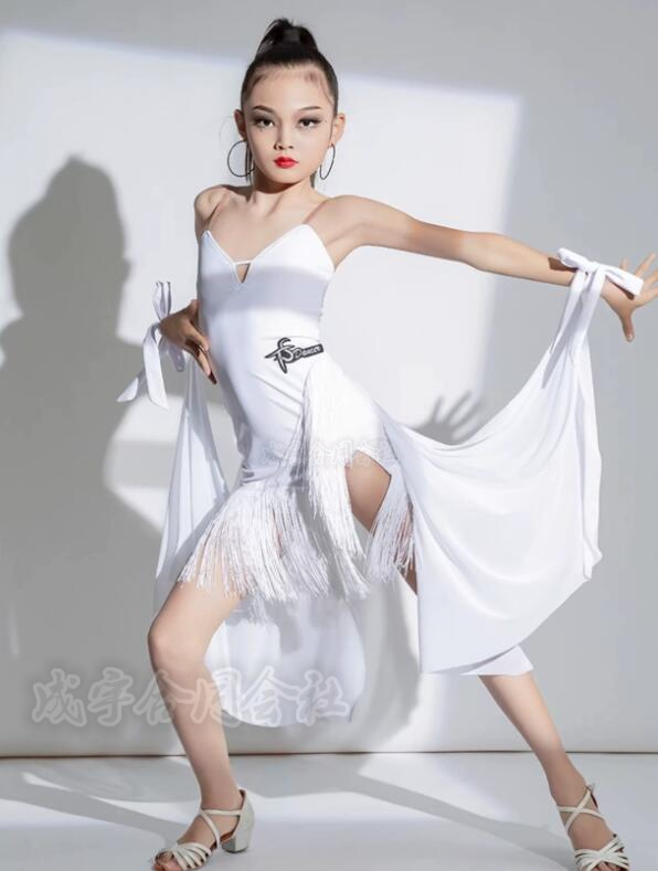 フリンジ付き ラテンダンス衣装 社交ダンス ワンピース キッズ 子供