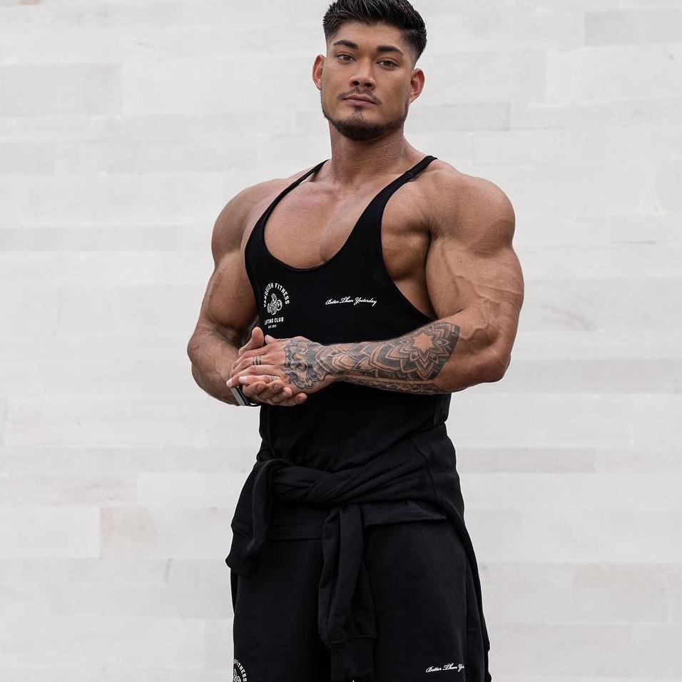 Uネック ノースリーブ サマーTシャツ タンクトップ スポーツ 筋