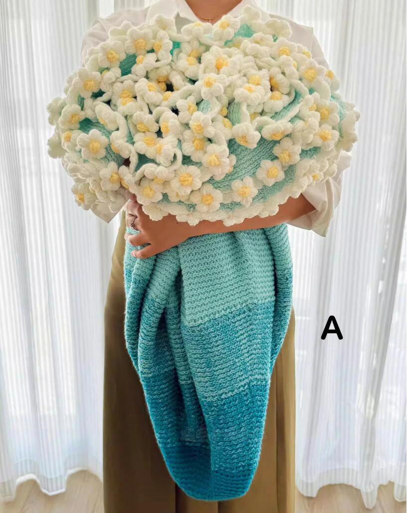 花束ブランケット 約120CM 160CM 贈り物 お礼 可愛い 手編み薔薇 バラ
