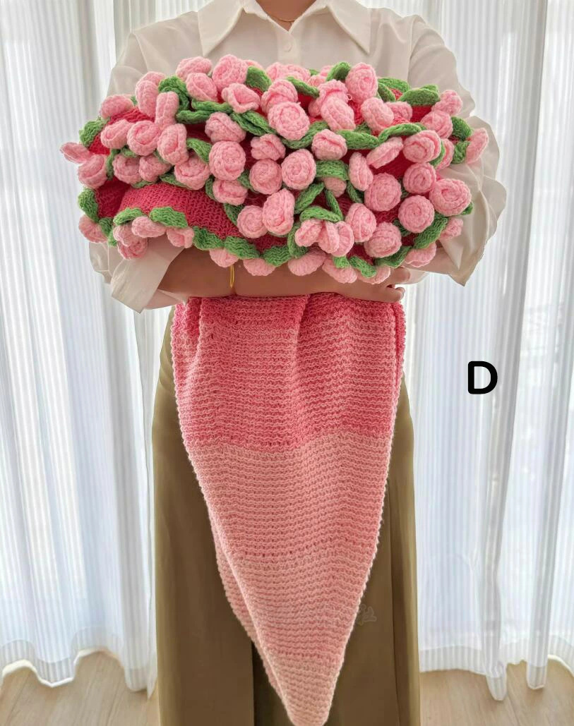 花束ブランケット 約120CM 160CM 贈り物 お礼 可愛い 手編み薔薇 バラ