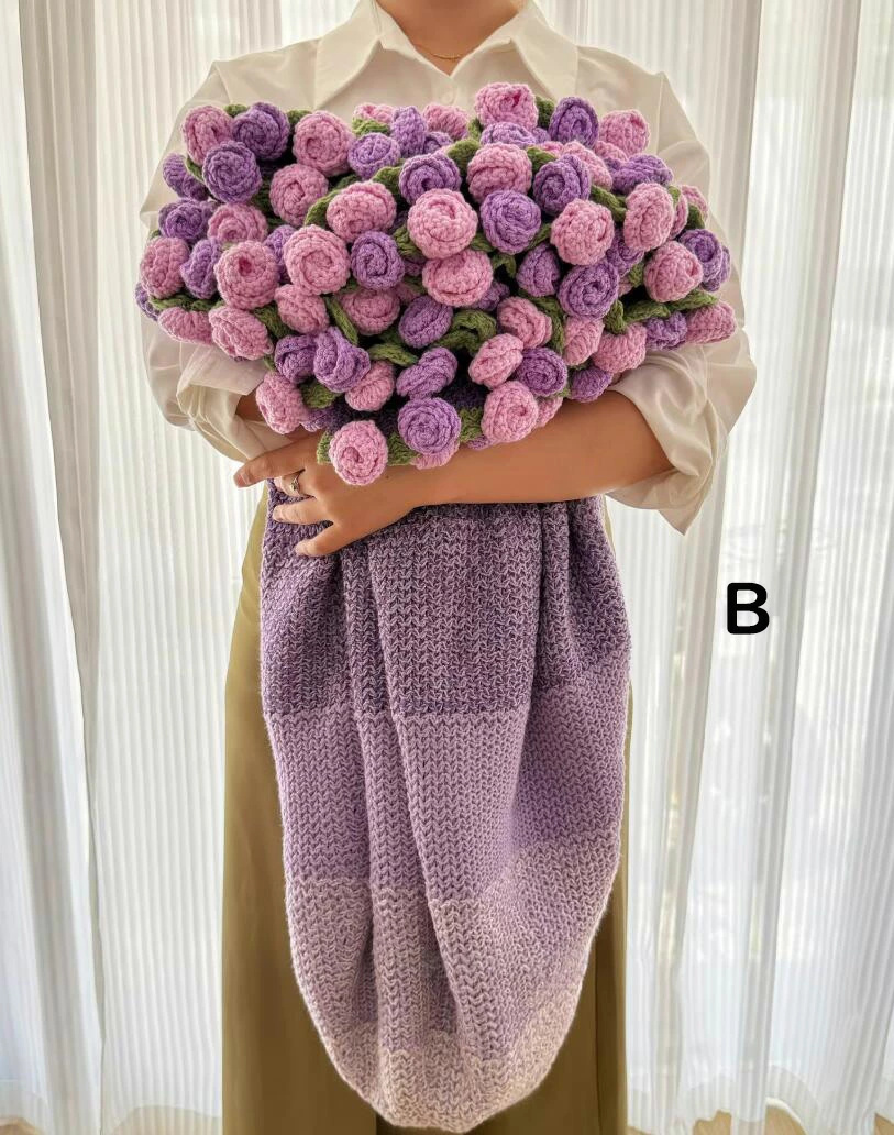 花束ブランケット 約120CM 160CM 贈り物 お礼 可愛い 手編み薔薇 バラ