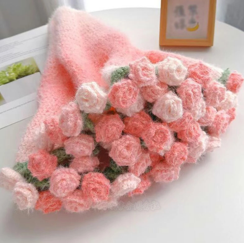 花束ブランケット グラデーション ふわふわ 暖かい 可愛い 手編み薔薇