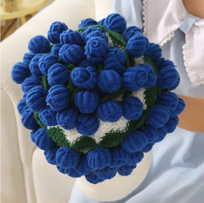 花束ブランケット 誕生日 母の日ギフト 可愛い 手編み薔薇 レッド バラ