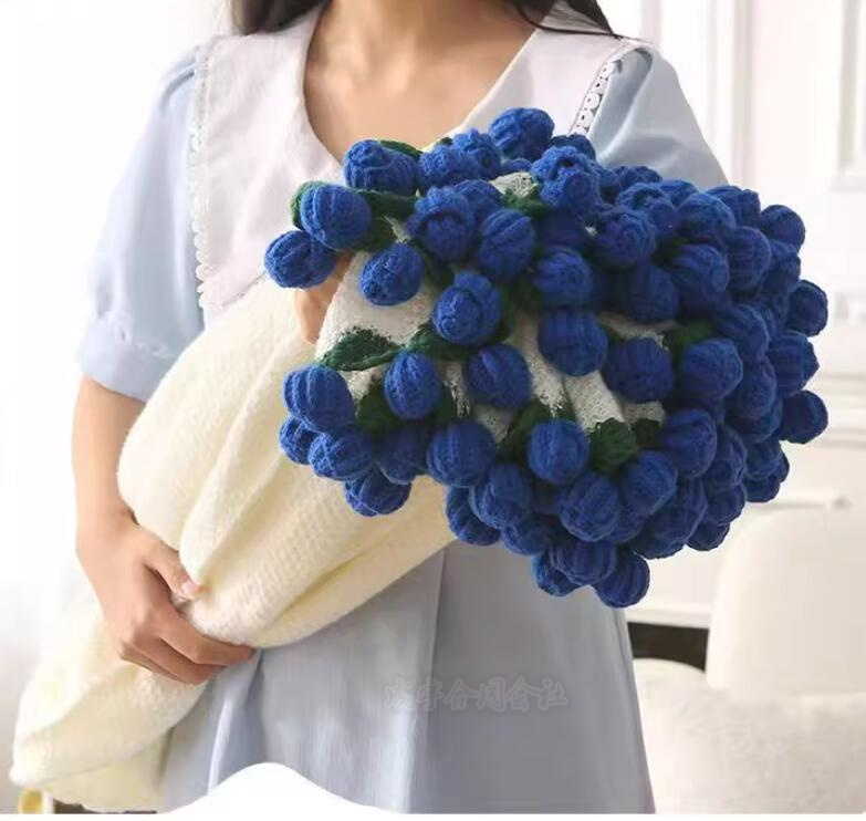 花束ブランケット 誕生日 母の日ギフト 可愛い 手編み薔薇 レッド バラ
