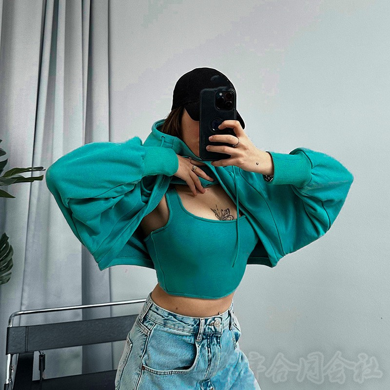 パーカー 2点セット 長袖 レディース ダンストップス ヒップホップ