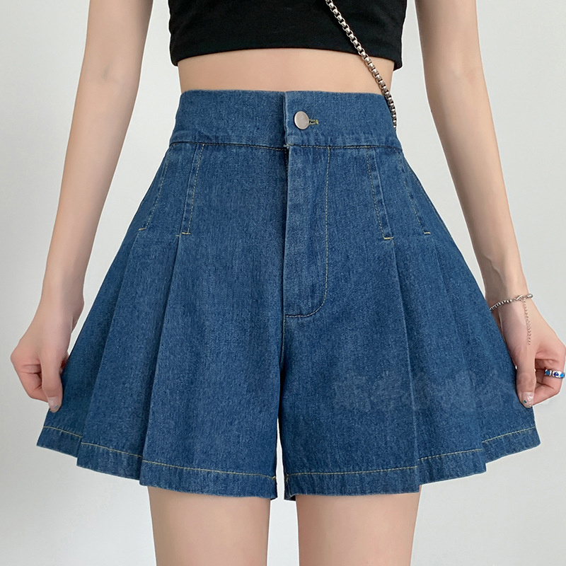 A DETACHER ハイウエスト デニム キュロット スカート パンツ 8 ショートパンツ レディース キュロット デニム スカート ミニ丈