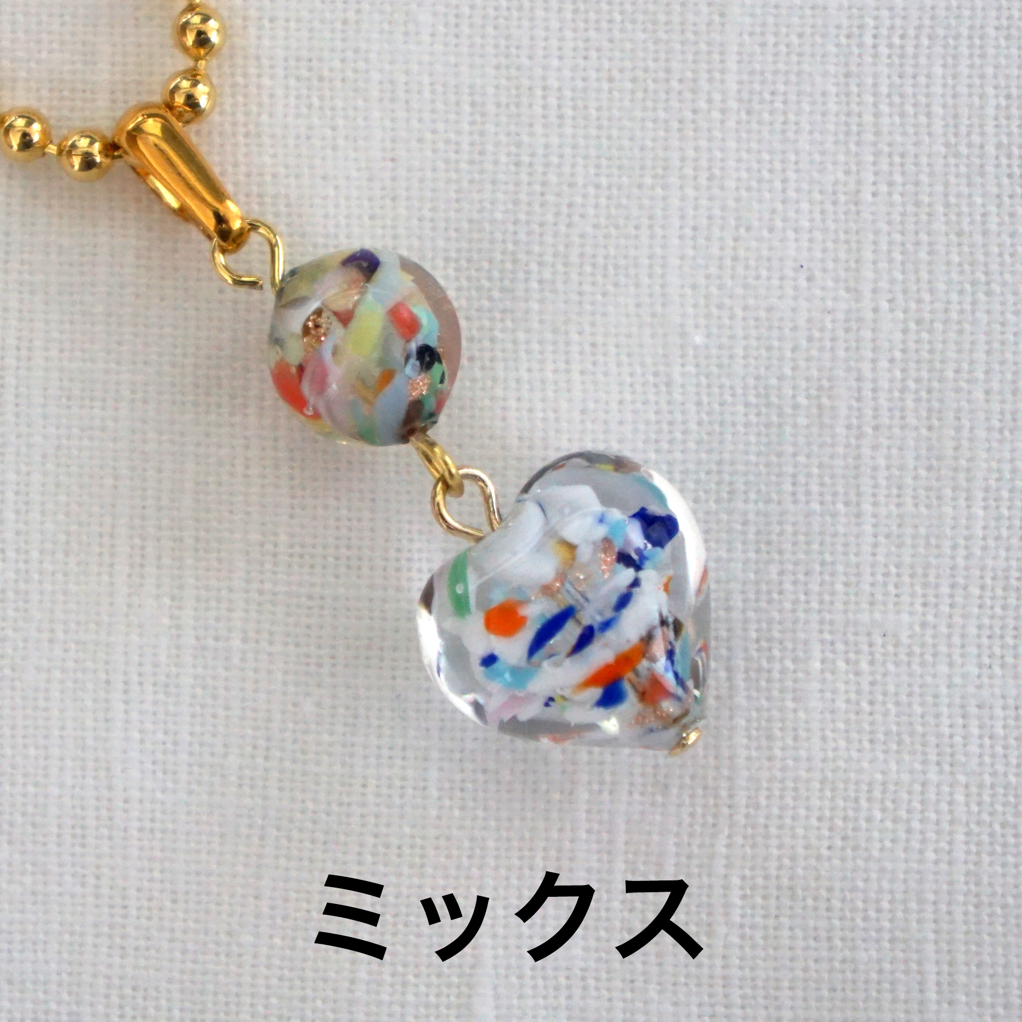 ネックレス ペンダント ベネチアングラス イタリア製 ハート 淡色