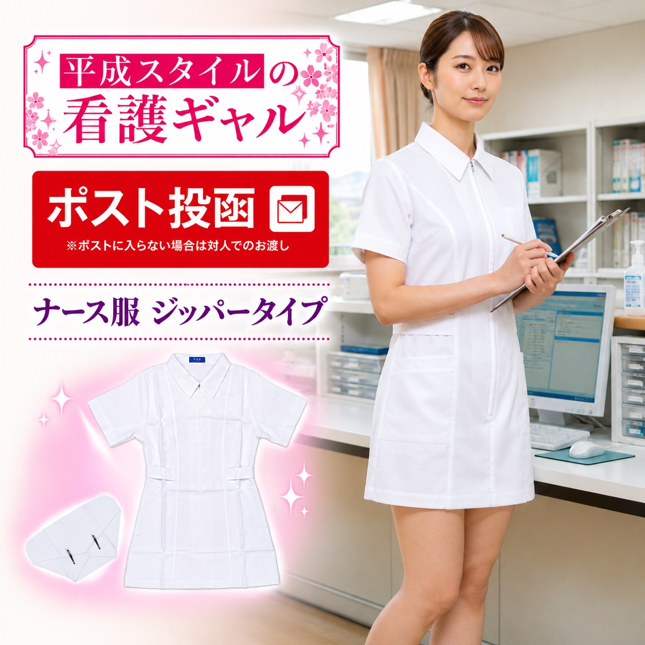 ナース服 コスプレ衣装 水色 ホワイト whitenurse001.jpg