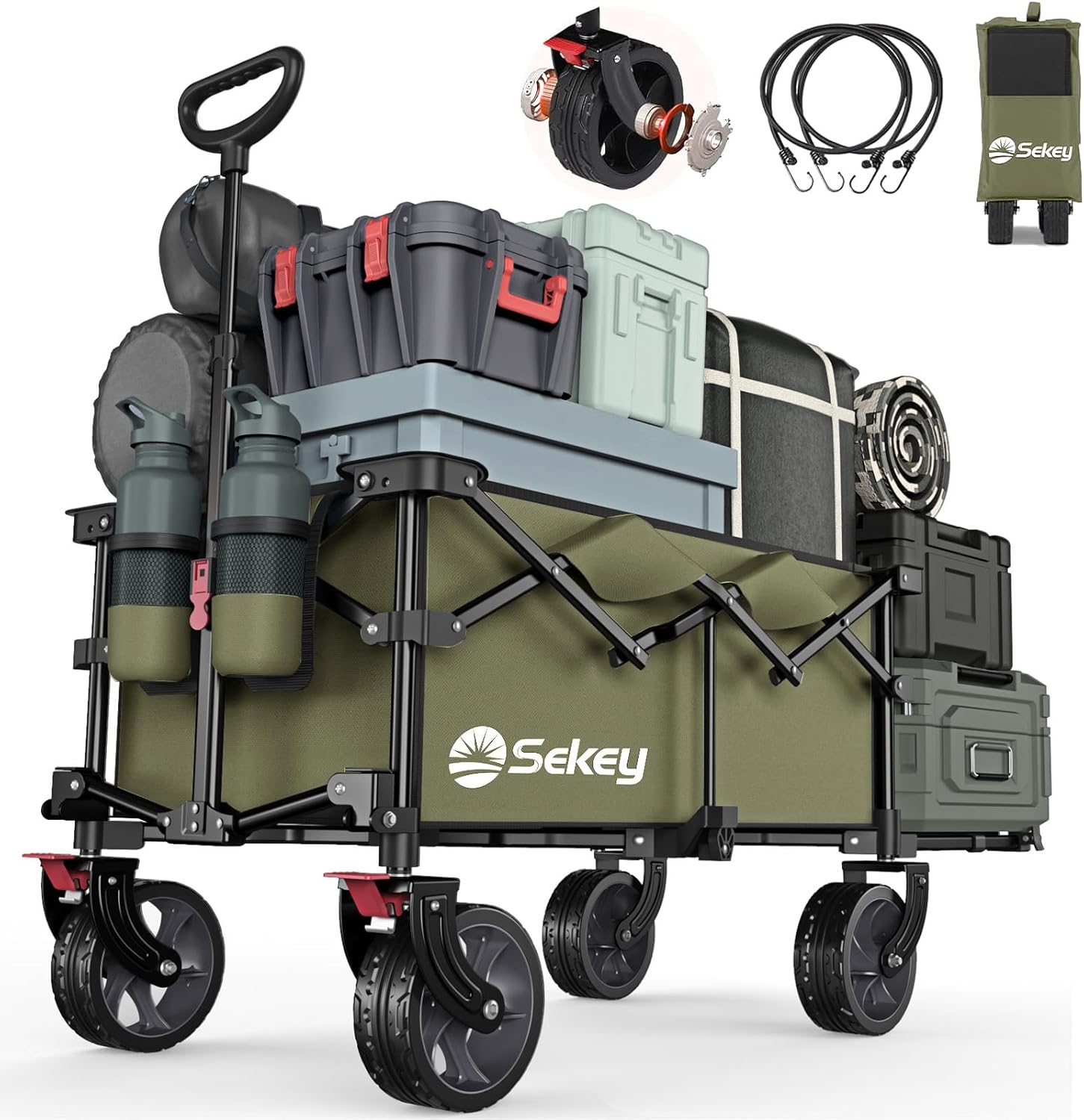 Sekey キャリーカート ワゴン 後部開閉式 長物対応 大容量185L 耐荷重