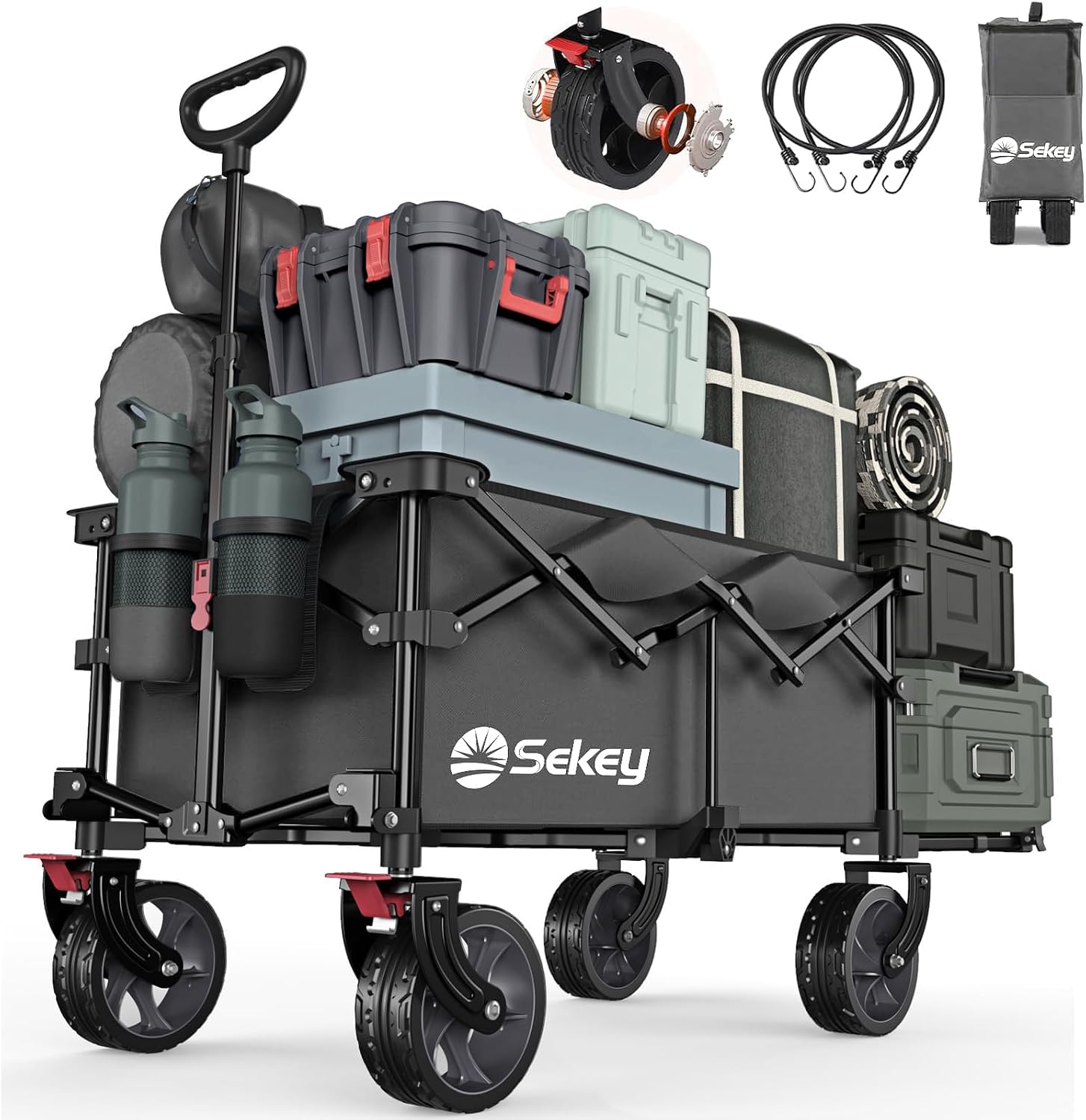 Sekey キャリーカート ワゴン 後部開閉式 長物対応 大容量185L 耐荷重