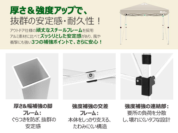 HomeGround 3m×3m 本体のみ ワンタッチ タープテント【高耐水PU+UV