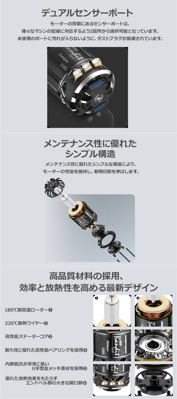 Hobbywing XERUN ROAR13.5T ブラシレスモーター HOBBYWING HOBBYWING XERUN BANDIT 13.5T OBL G4R ブラシレスモーター