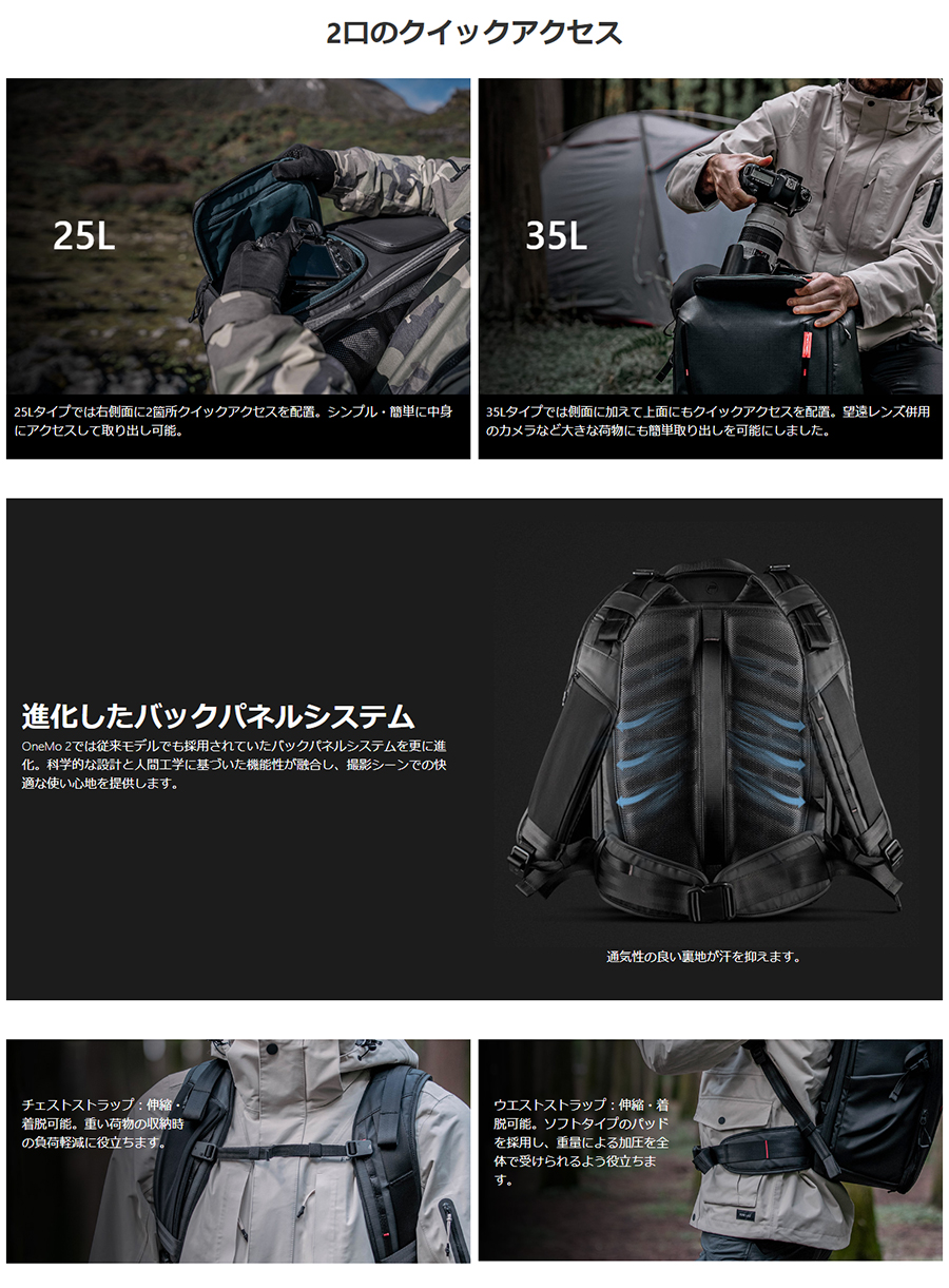 PGYTECH OneMo 2 BackPack (ワンモーツーバックパック) 25L【ピージー