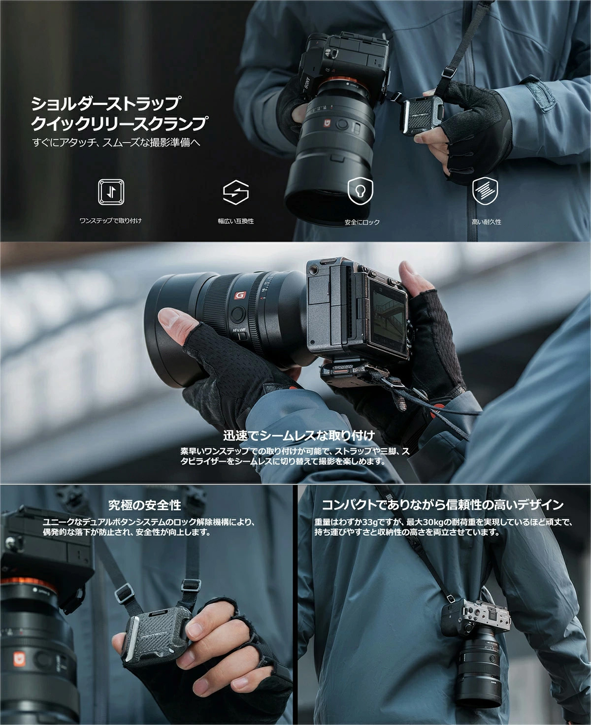 PGYTECH ショルダーストラップ クイックリリースクランプ＆プレート