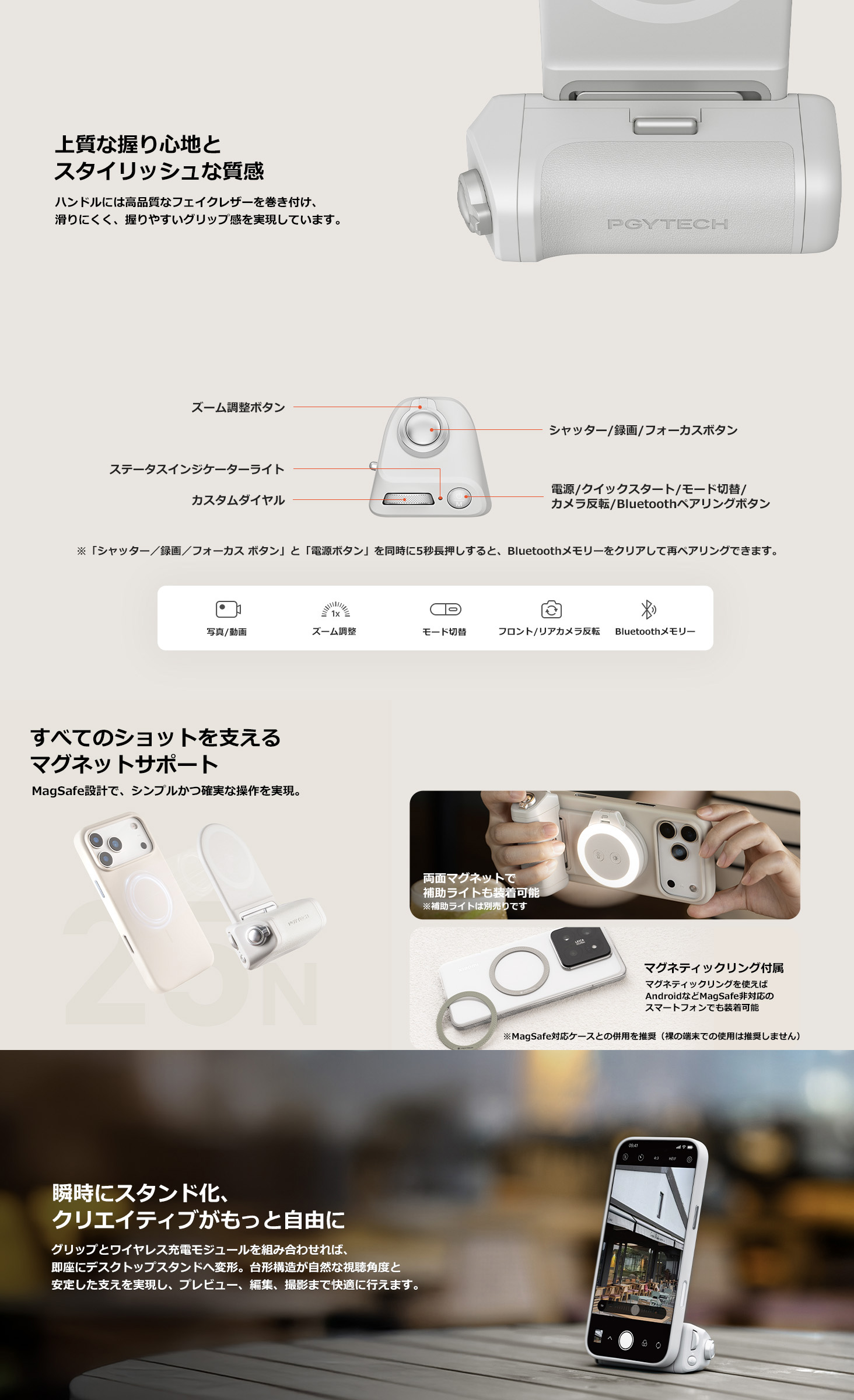 【新品】PGYTECH MagCam 2 マグネットスマホグリップ ブラック MagCam 2 スマートフォン グリップ (クラシック ブラック) – PGYTECH