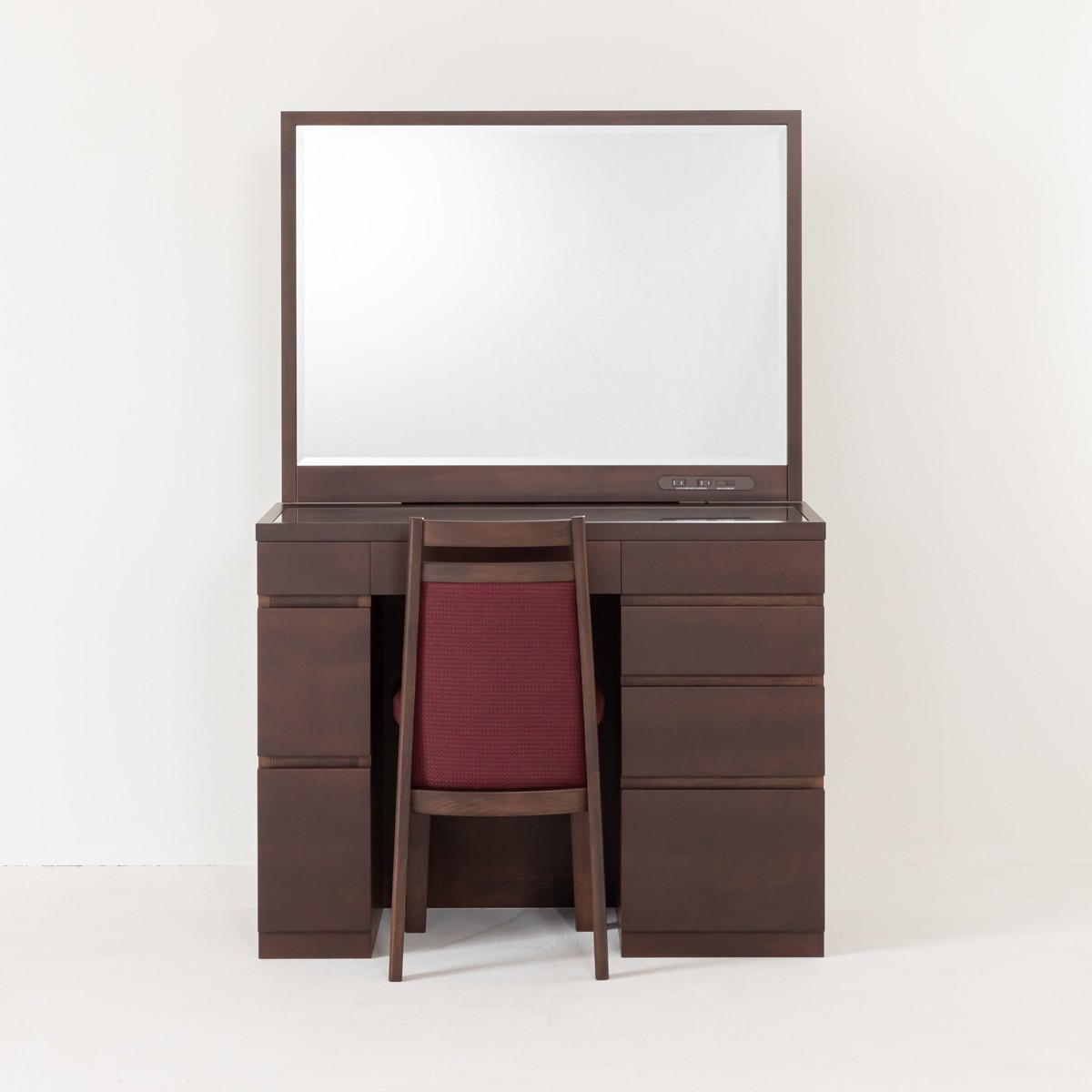 関本家具装芸 レント ウェンジ色 一面鏡95cmワイドミラーデスクホテル