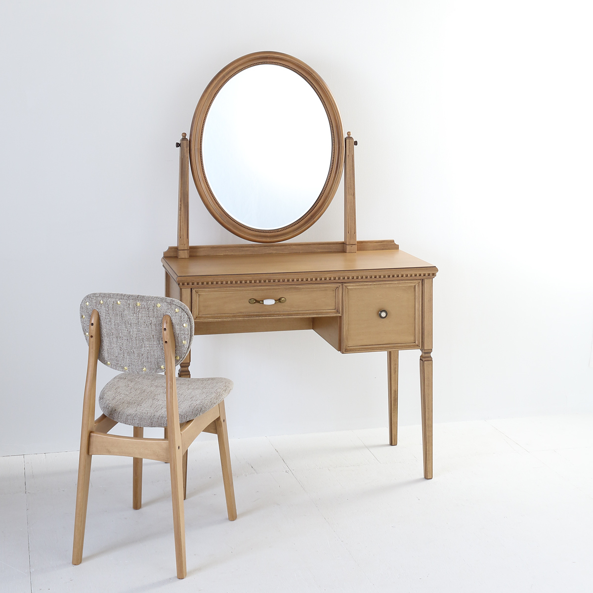 ドレッサー 一面鏡 ロワール 椅子付き オールドナチュラル 