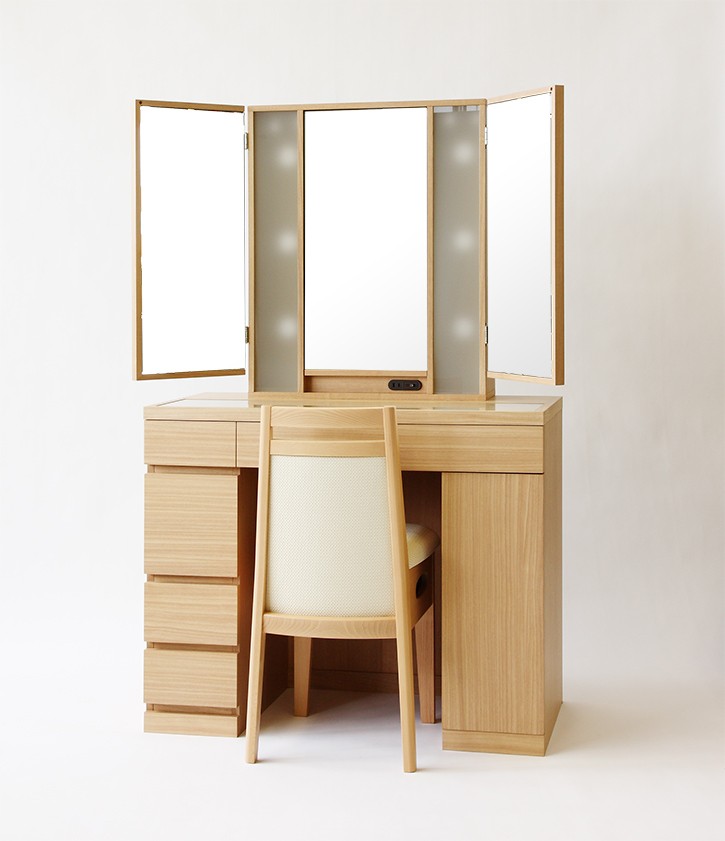 関本家具装芸 プリマ女優ミラー ナチュラル 半三面鏡ハリウッドミラー