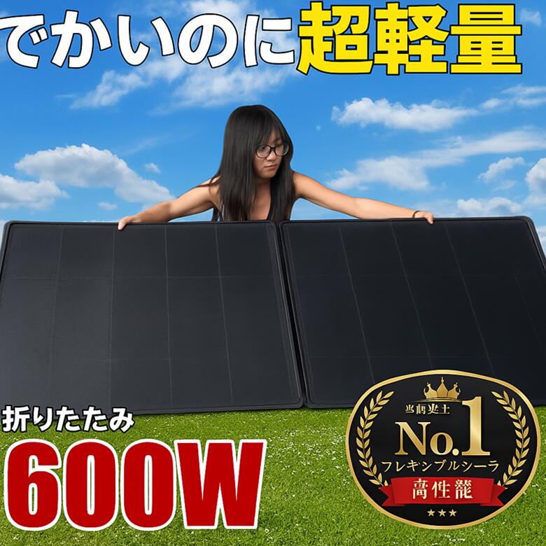 折りたたみソーラー 600W 超軽量22.5kg 最新 HPBCセル 高効率 高耐久