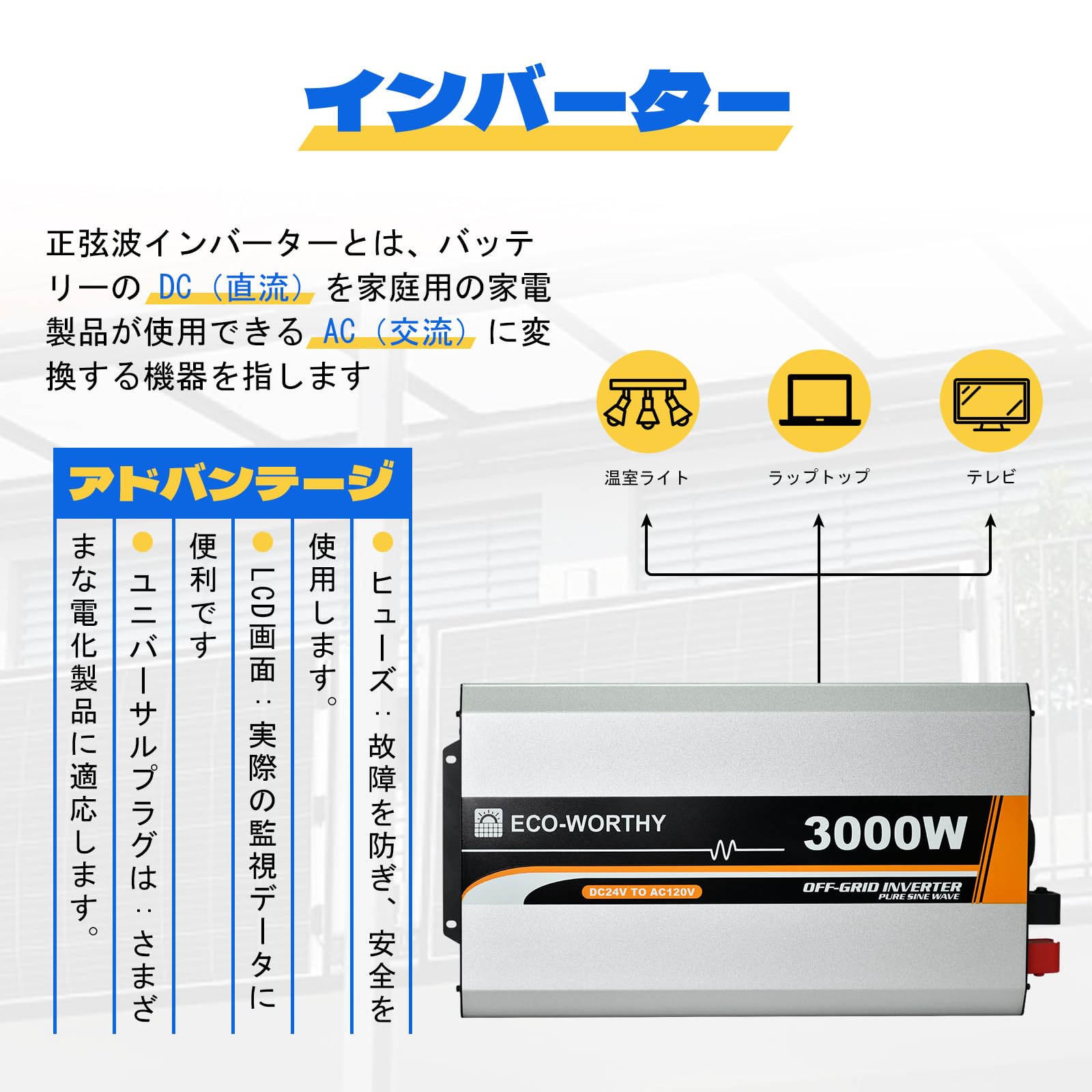 800W ソーラーパネルキット 太陽光発電 キット 単結晶 100Ahリチウム蓄電池 30 00w24Vインバーター家庭用蓄電池 ECO-WORTHY SEKIYA｜sekiyaeco｜04