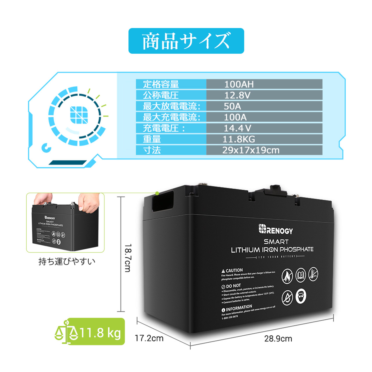 ヒート機能】リン酸鉄リチウムイオンバッテリー Core LT 12V 100AH 