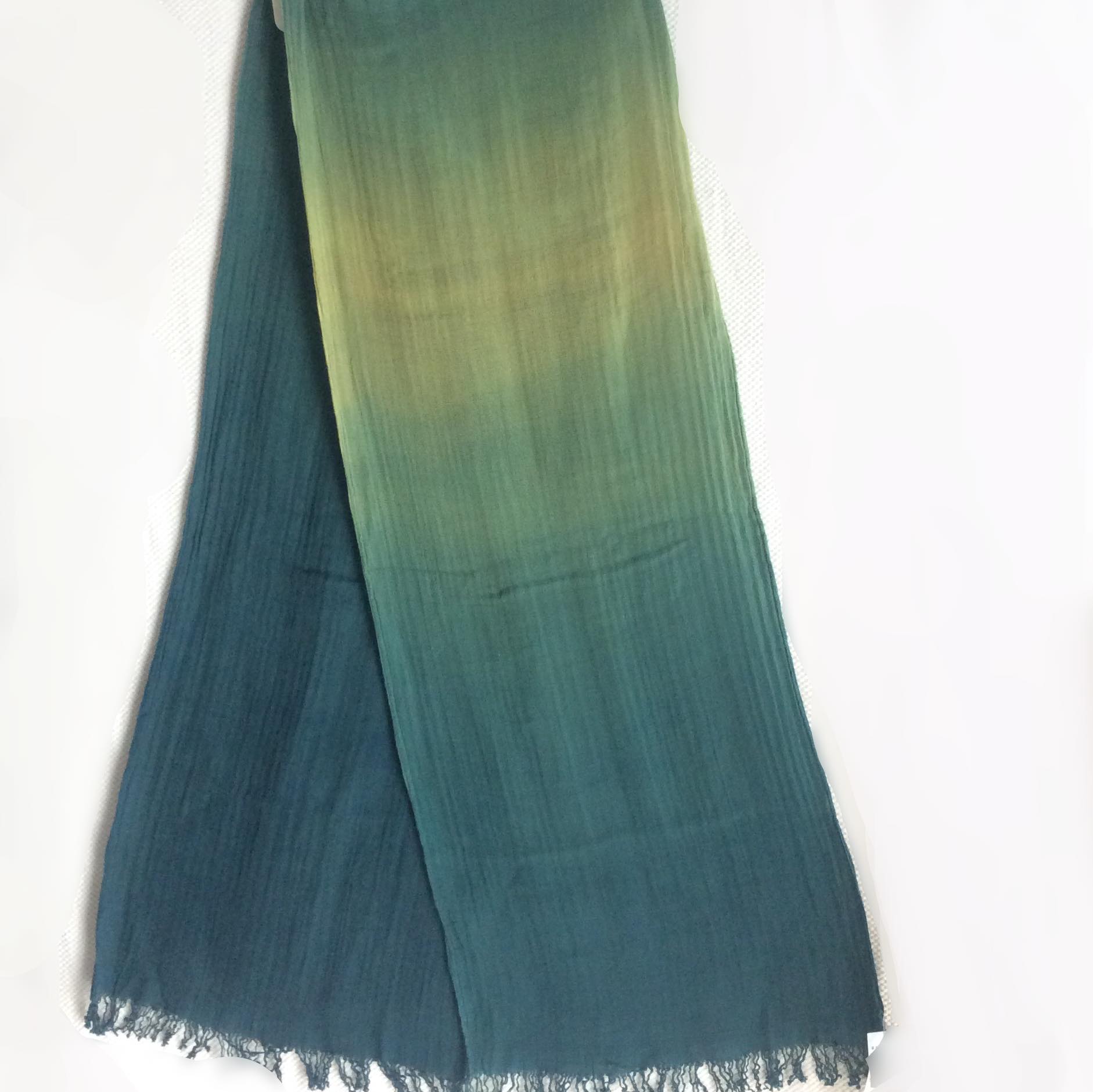 大判ストール ダブルガーゼ 知多木綿 草木染め 緑ののグラデーション
