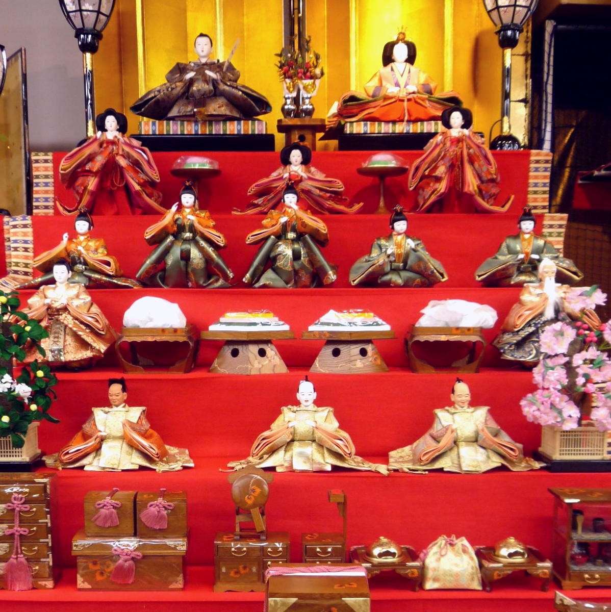 ひな人形☆七段十五人飾り A3−40x7C☆横幅120*奥行160