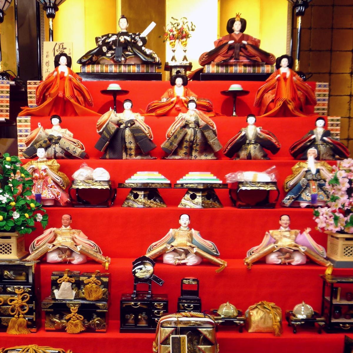 ひな人形☆七段十五人飾り A6−40x7F☆横幅120*奥行160