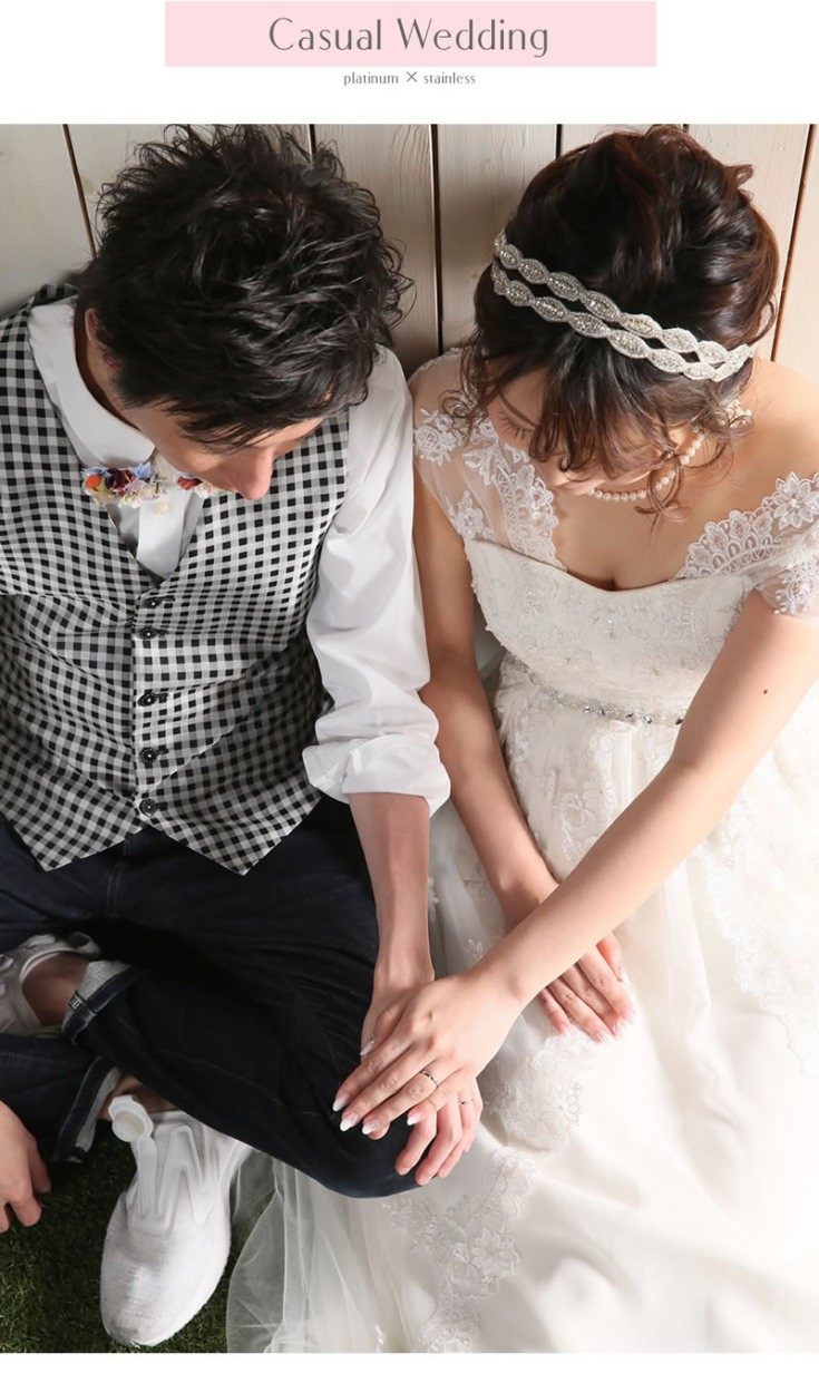 結婚指輪 ヒロインマリッジ セミオーダーメイド 結婚指輪 HM008R-K Pt950 ステンレス
