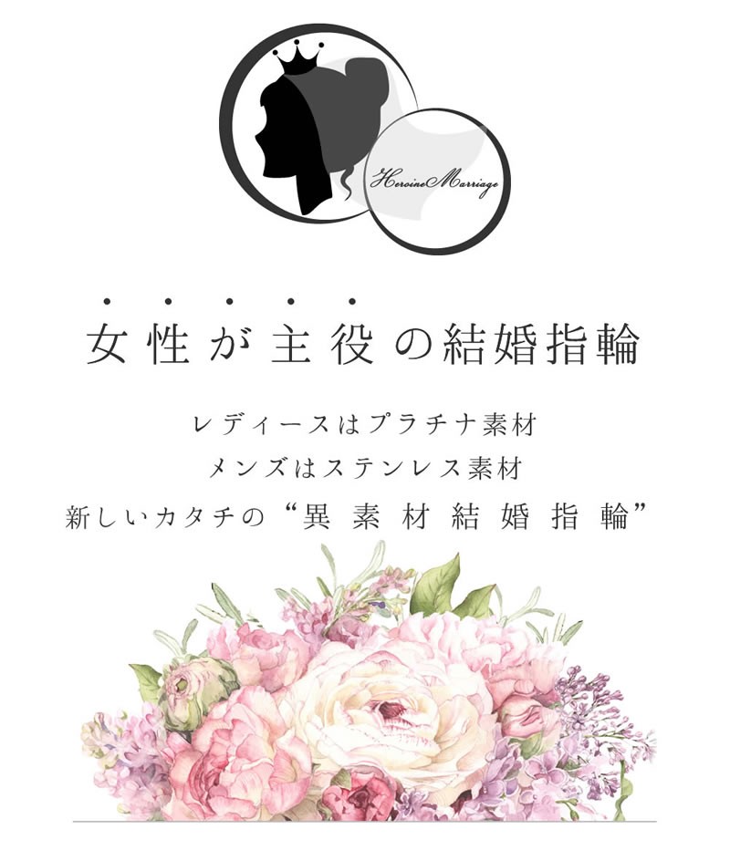 結婚指輪 ヒロインマリッジ セミオーダーメイド 結婚指輪 HM008R-K Pt950 ステンレス