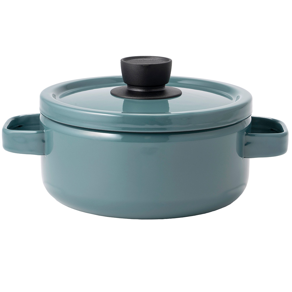 富士ホーロー 両手鍋 20cm キャセロール IH ガス火 対応 琺瑯 ホーロー 鍋 浅型 ソリッド | Solid Series | 02