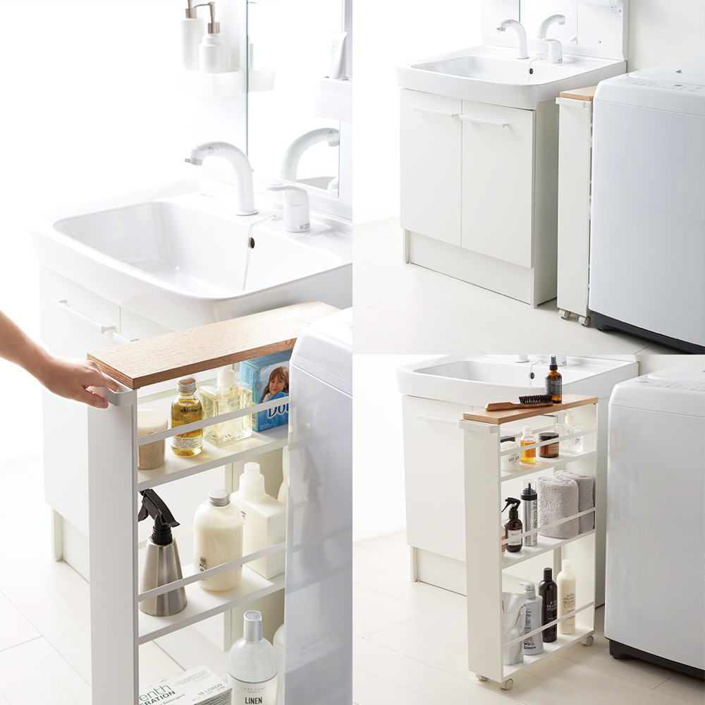 tower 山崎実業 ハンドル付き スリムワゴン タワー キャスター付き