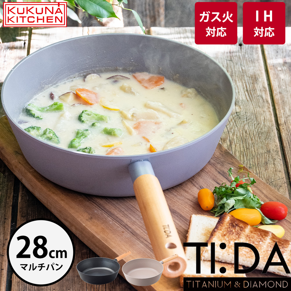 �}���`�p�� �u�ߓ� 28cm TI:DA �`�^�� &amp; �_�C�������h�R�[�e�B���O ���� �K�X�� IH �t���C�p�� �y�� �y�� ���т���ɂ��� TIDA PFOA�t���[