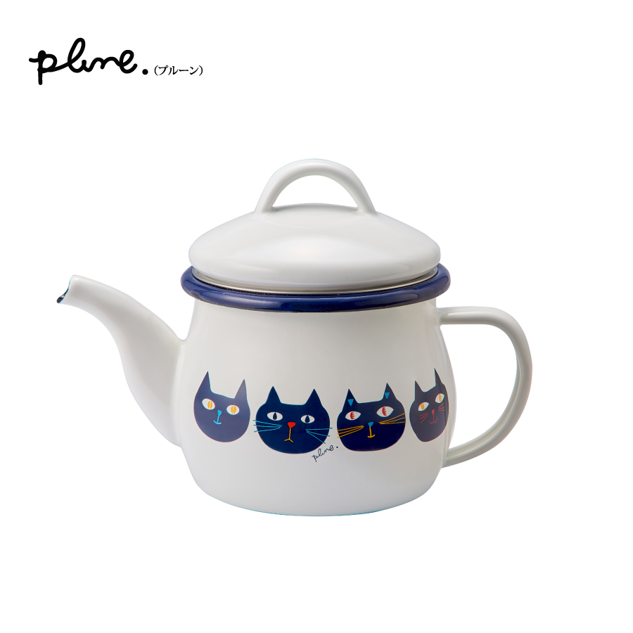 ティーポット ポット ホーロー 日本製  琺瑯  ほうろう こしアミ付 紅茶 お茶 かわいい 猫柄 レモン いちご お茶ポット 急須 プルーン plune 豊琺瑯 | ブランド登録なし | 02