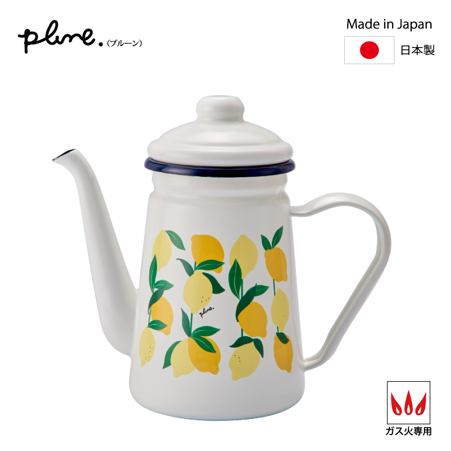 カフェポット ポット ホーロー 日本製  琺瑯  ほうろう ドリップ コーヒー 紅茶 お茶 かわいい 猫柄 レモン いちご コーヒー用品 プルーン plune 豊琺瑯 | ブランド登録なし | 03