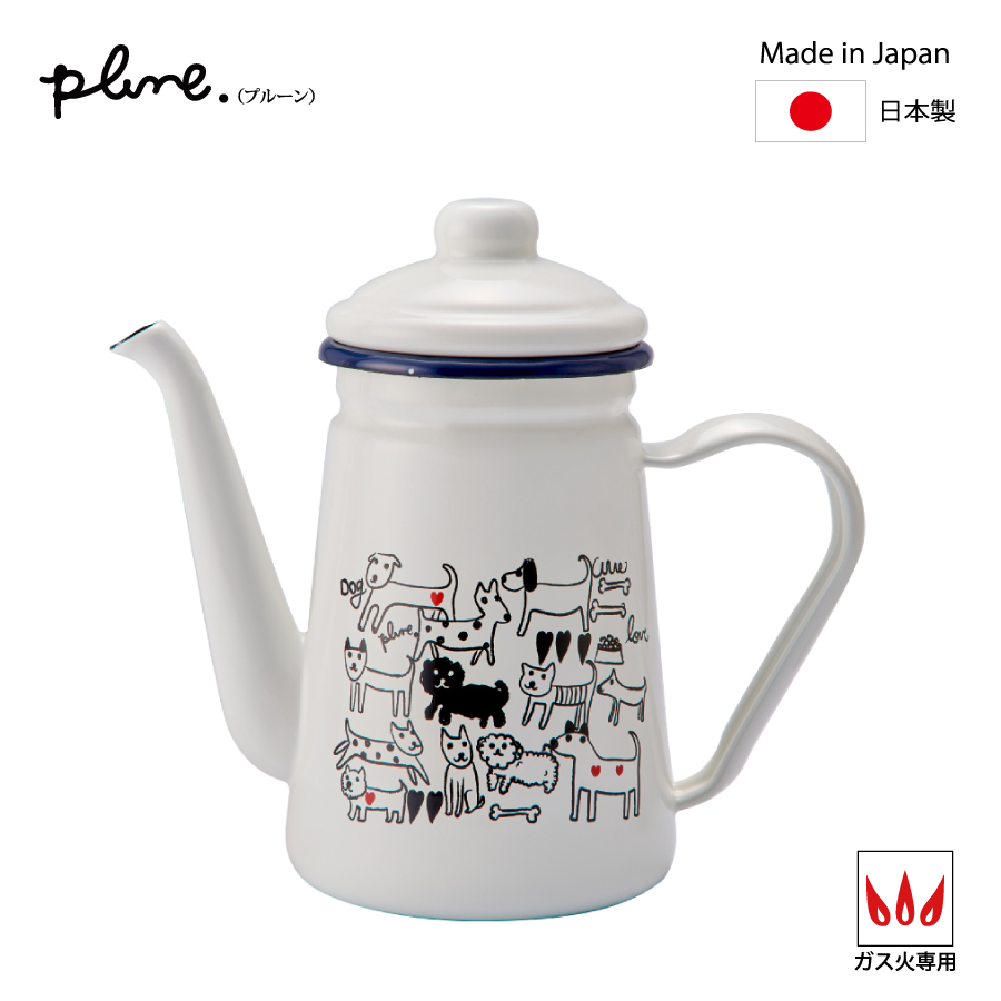 カフェポット ポット ホーロー 日本製  琺瑯  ほうろう ドリップ コーヒー 紅茶 お茶 かわいい 猫柄 レモン いちご コーヒー用品 プルーン plune 豊琺瑯 | ブランド登録なし | 04