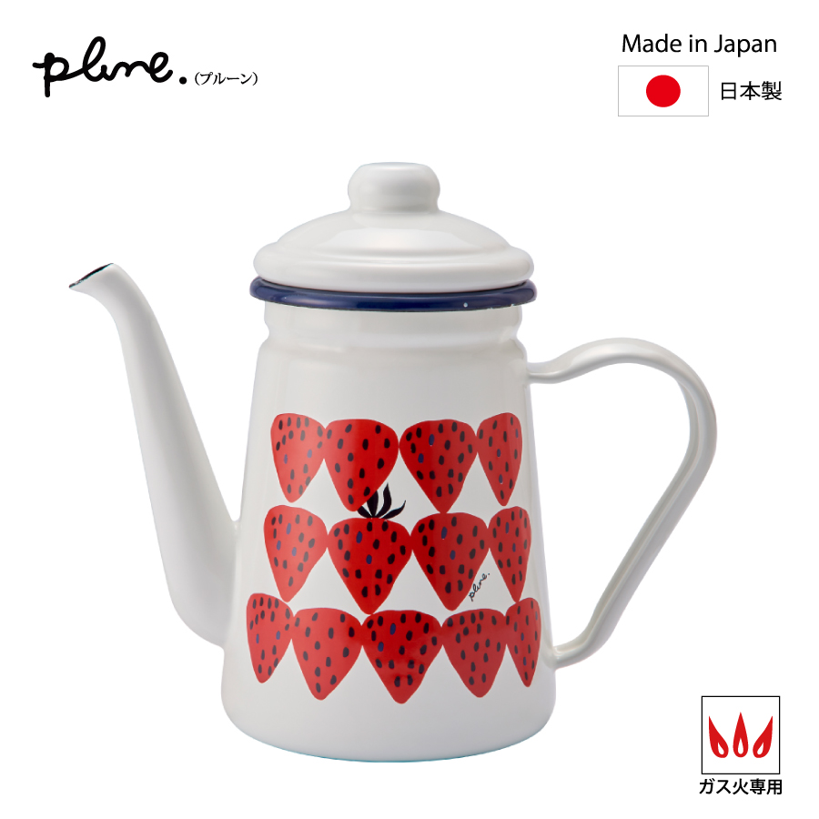 カフェポット ポット ホーロー 日本製  琺瑯  ほうろう ドリップ コーヒー 紅茶 お茶 かわいい 猫柄 レモン いちご コーヒー用品 プルーン plune 豊琺瑯 | ブランド登録なし | 01